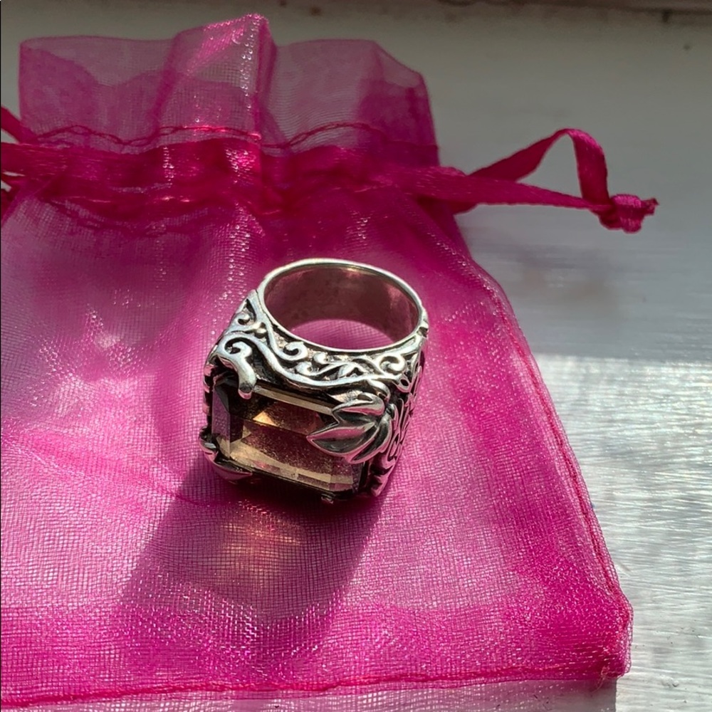 Smoky quartz sterling silver ring